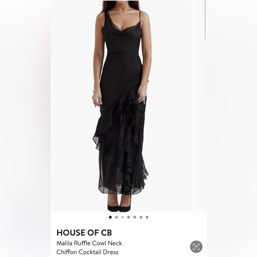 House of CB One Shoulder Black Chiffon Dress